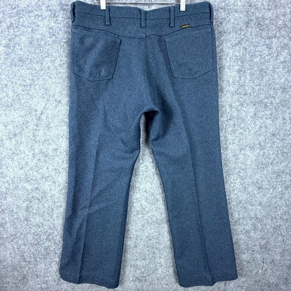 Vintage Wrangler 82HU Dress Jeans Pants Mens 38 Blue Gray Straight Leg Retro